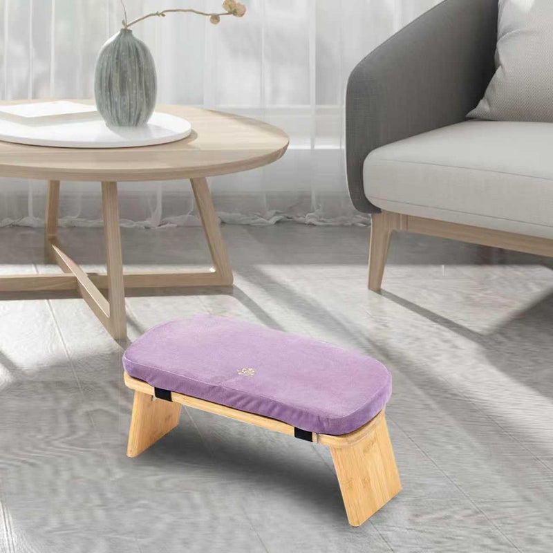Estleys Meditation Bench, Bamboo Meditation Stool, Folding Kneeling Meditation Bench, Seiza Prayer Bench, Prayer Bench with Meditation Cushion, Kneeling Stool (Purple) - Image 2